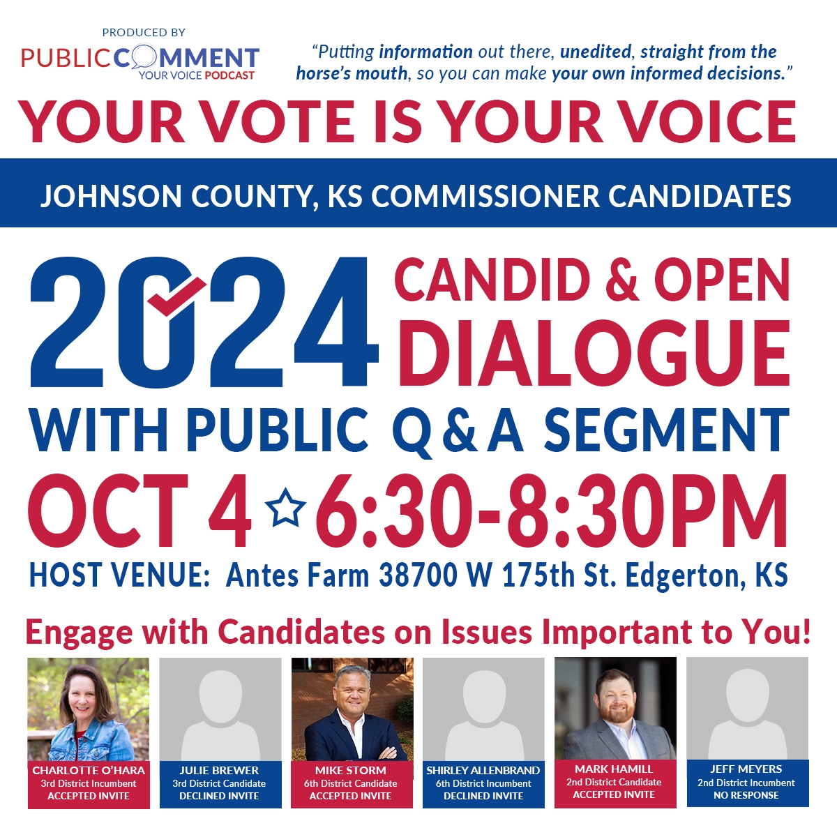 Candid and Open Dialogue with Johnson County, KS 2nd, 3rd and 6th District Commissioner Candidates - Oct 4, 2024